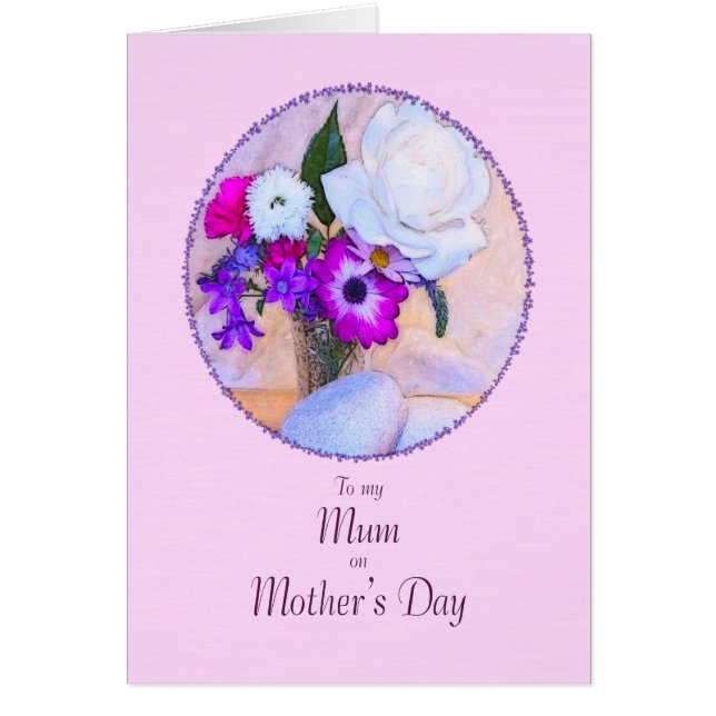 For Mum, Mother's day with painted flowers. (Front)