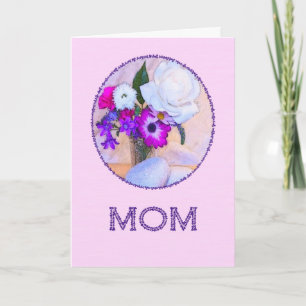 For Mum, Mother's day with painted flowers. Card