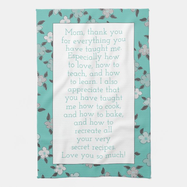 For Mum Personalised With Your Own Words of Love Tea Towel (Vertical)