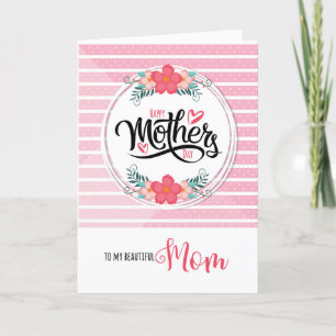 For Mum Pink Bontanical Mother's Day Holiday Card