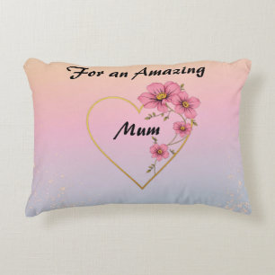 For Mum Pink Floral Gold Heart Mother's day Decorative Cushion