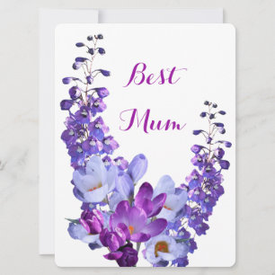 For mum pretty purple crocus floral retro chic holiday card