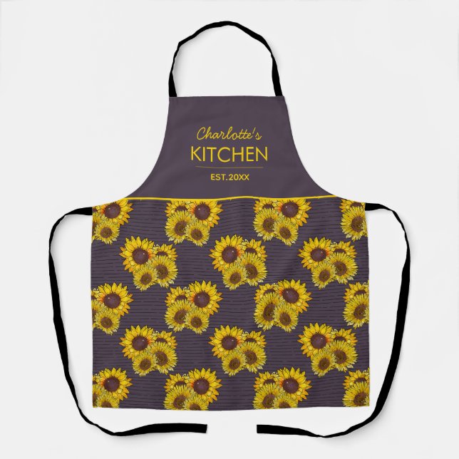For Mum Purple Sunflower  Apron (Front)