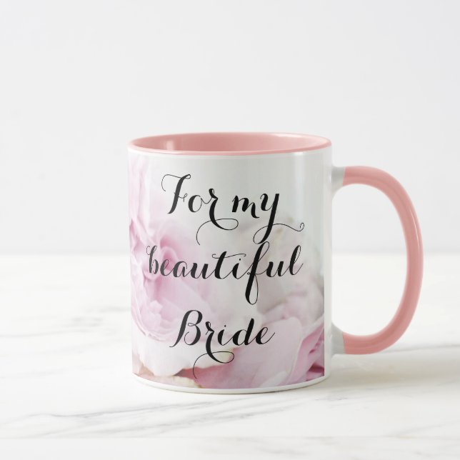 For My Beautiful Bride Pretty in Pink Rose Floral Mug (Right)