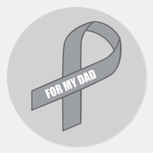 For My Dad (Grey / Silver Awareness Ribbon) Classic Round Sticker