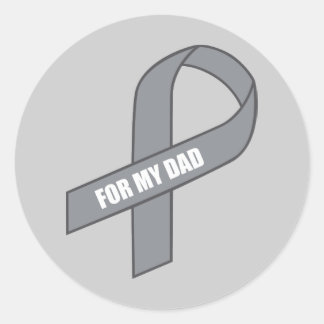 For My Dad (Grey / Silver Awareness Ribbon) Classic Round Sticker