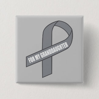 For My Granddaughter (Grey / Silver Ribbon) 15 Cm Square Badge