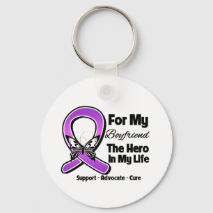 For My Hero My Boyfriend - Purple Ribbon Awareness Key Ring