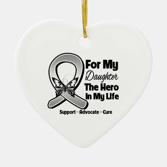 For My Hero My Daughter - Brain Cancer Ceramic Tree Decoration (Front)