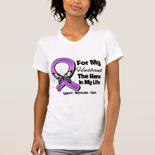 For My Hero My Husband - Purple Ribbon Awareness T-Shirt