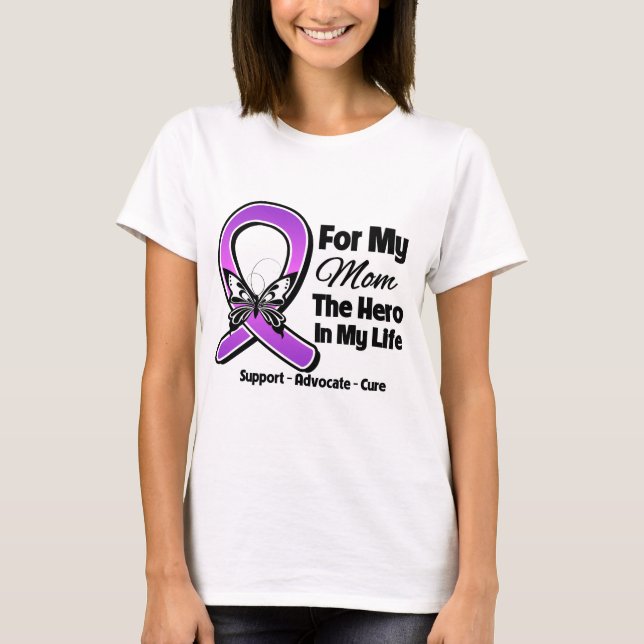 For My Hero My Mum- Purple Ribbon Awareness T-Shirt (Front)