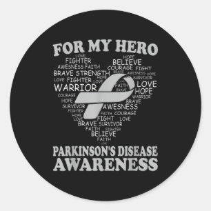 For My Hero Parkinsons Disease Awareness Ribbon He Classic Round Sticker