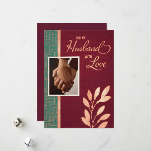 For My Husband With Love Elegant Burgundy Gift Holiday Card