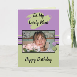 For my lovely Mum purple and green photo birthday Card