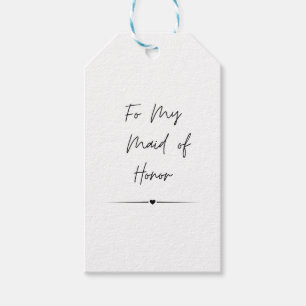 For My Maid of Honour – Elegant Black Script Heart Gift Tags