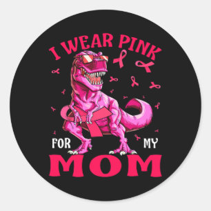 For My Mum Breast Cancer Awareness Dinosaur Classic Round Sticker