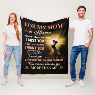 For My Mum In Heaven Memorial Day Gift For Son Fleece Blanket