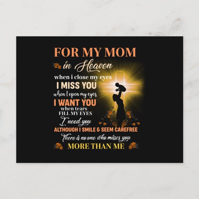 For My Mum In Heaven Memorial Day Gift For Son Postcard (Front)