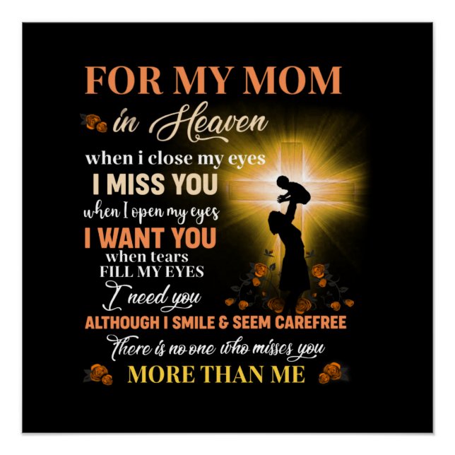 For My Mum In Heaven Memorial Day Gift For Son Poster (Front)