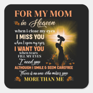 For My Mum In Heaven Memorial Day Gift For Son Square Sticker