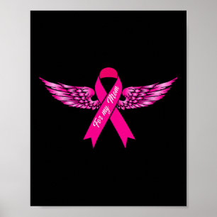 For My Mum Pink Wing Cool Breast Cancer Awareness  Poster