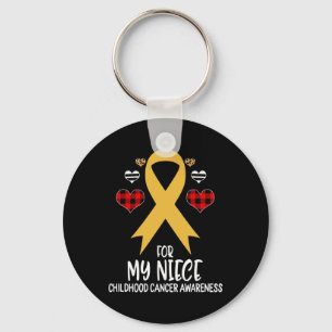 For My Niece Childhood Cancer Awareness Ribbon Buf Key Ring