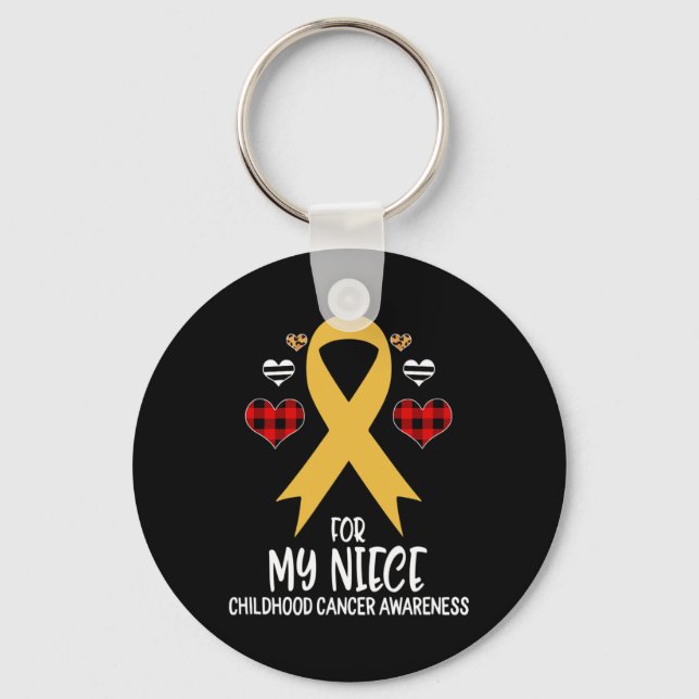 For My Niece Childhood Cancer Awareness Ribbon Buf Key Ring (Front)