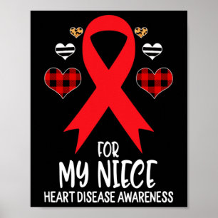 For My Niece Heart Disease Awareness Ribbon Leopar Poster