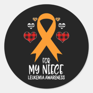 For My Niece Leukaemia Awareness Ribbon Leopard Bu Classic Round Sticker