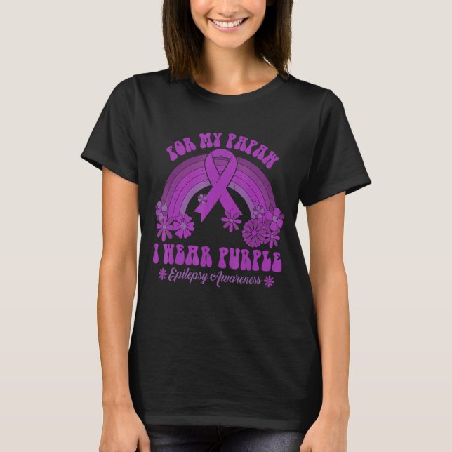 For My Papaw I Wear Purple Epilepsy Awareness Rain T-Shirt (Front)