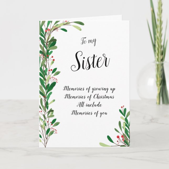 For My Sister Beautiful Berry Botanical Christmas Card (Front)