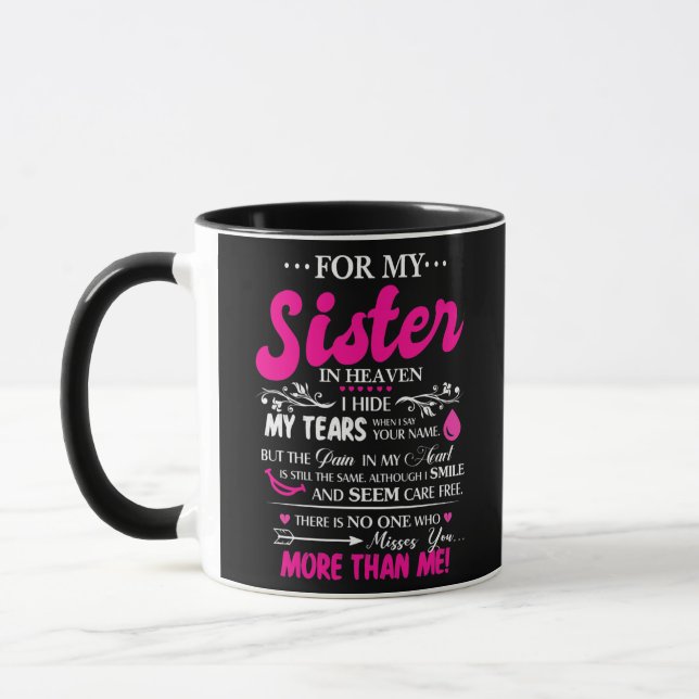 For My Sister In Heaven Loss Of Sister Memorial Mug (Left)