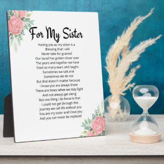 For My Sister Plaque
