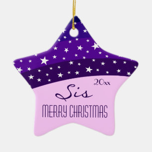 For My Sister-Whimsical Plum Sky Star Christmas Ceramic Tree Decoration