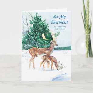 For My Sweetheart At Christmas And Always Holiday Card
