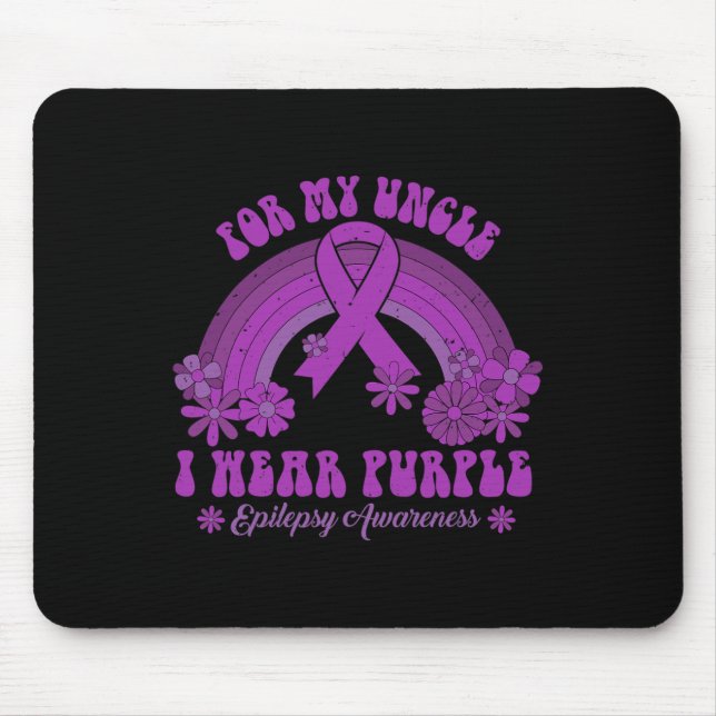 For My Uncle I Wear Purple Epilepsy Awareness Rain Mouse Mat (Front)