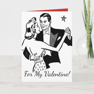 "For My Valentine!" Retro Dancers Valentines Holiday Card