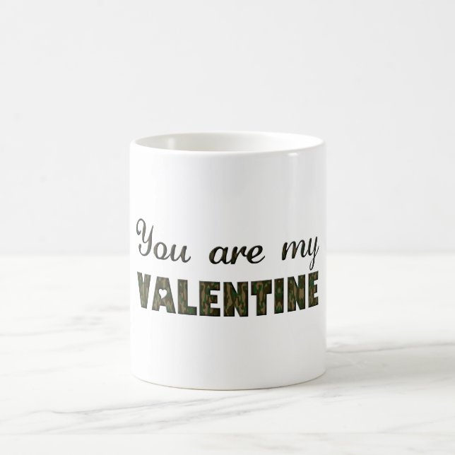 For my Valentine Woodland Camouflage Typography Coffee Mug (Center)