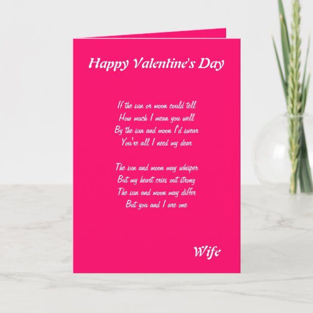 for my wife on valentine's day holiday card (Front)