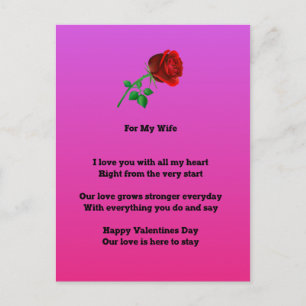 For my wife valentines day poem holiday postcard