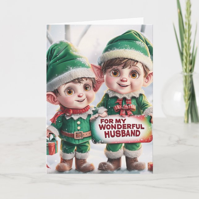 For My Wonderful Husband, LGBTQ Christmas Holiday Card (Front)