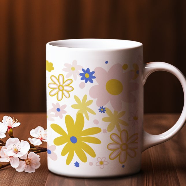 For Nature Lovers Yellow and Blue Spring Flower Coffee Mug (Creator Uploaded)