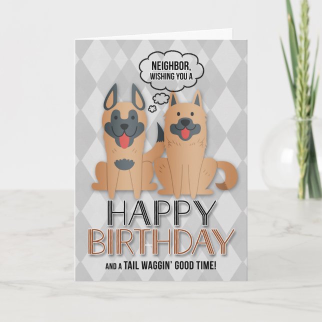 for Neighbor's Birthday Cute Cartoon Dogs Card (Front)