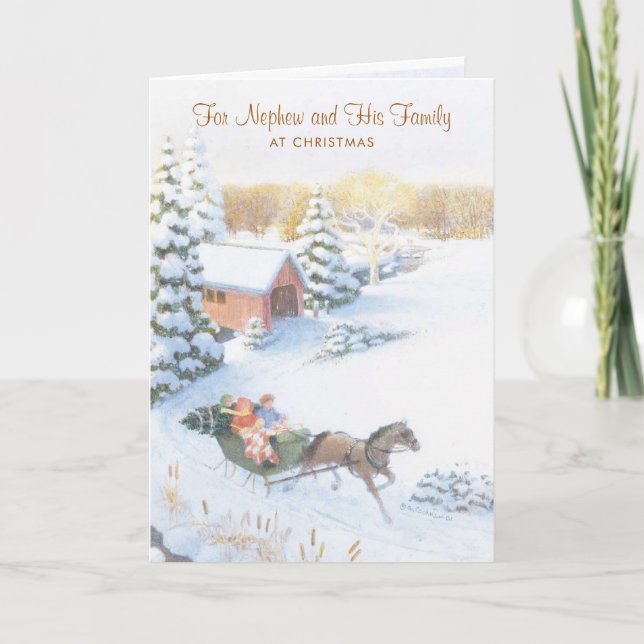 For Nephew and His Family at Christmas Holiday Card (Front)