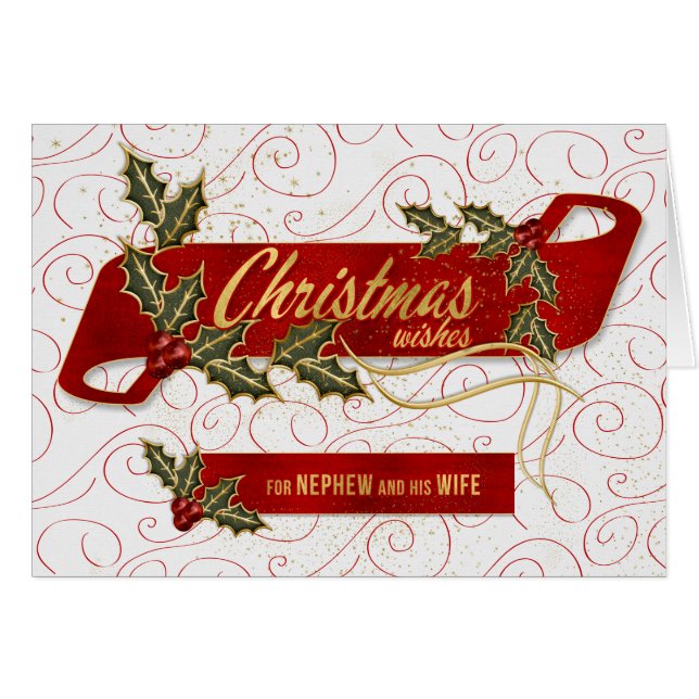 for Nephew and His Wife Christmas Holly Berries (Front Horizontal)