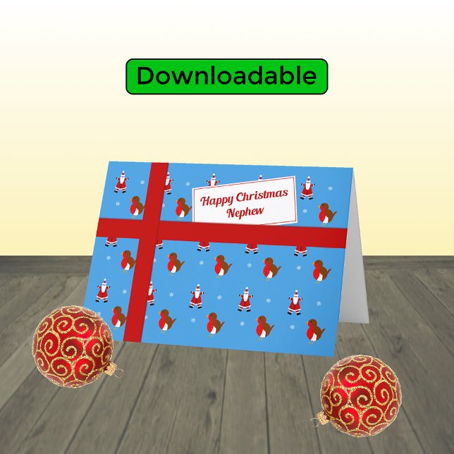 For nephew blue Christmas parcel Holiday Card (Creator Uploaded)