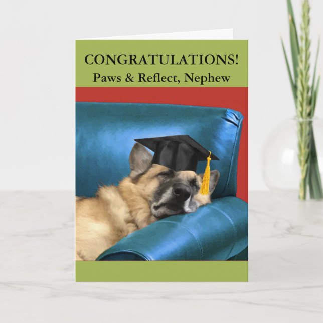 For Nephew Graduation German Shepherd Resting Card (Front)