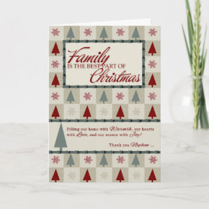 for Nephew Retro Christmas Trees and Snowflakes Holiday Card