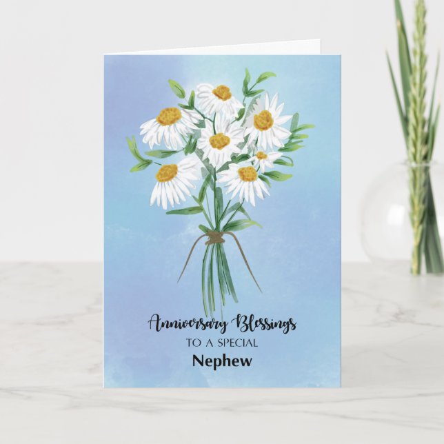 For Nephew Wedding Anniversary Blessings Bouquet Card (Front)