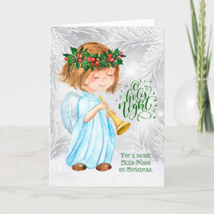 for Niece Christmas Angel Girl and Pines Holiday Card